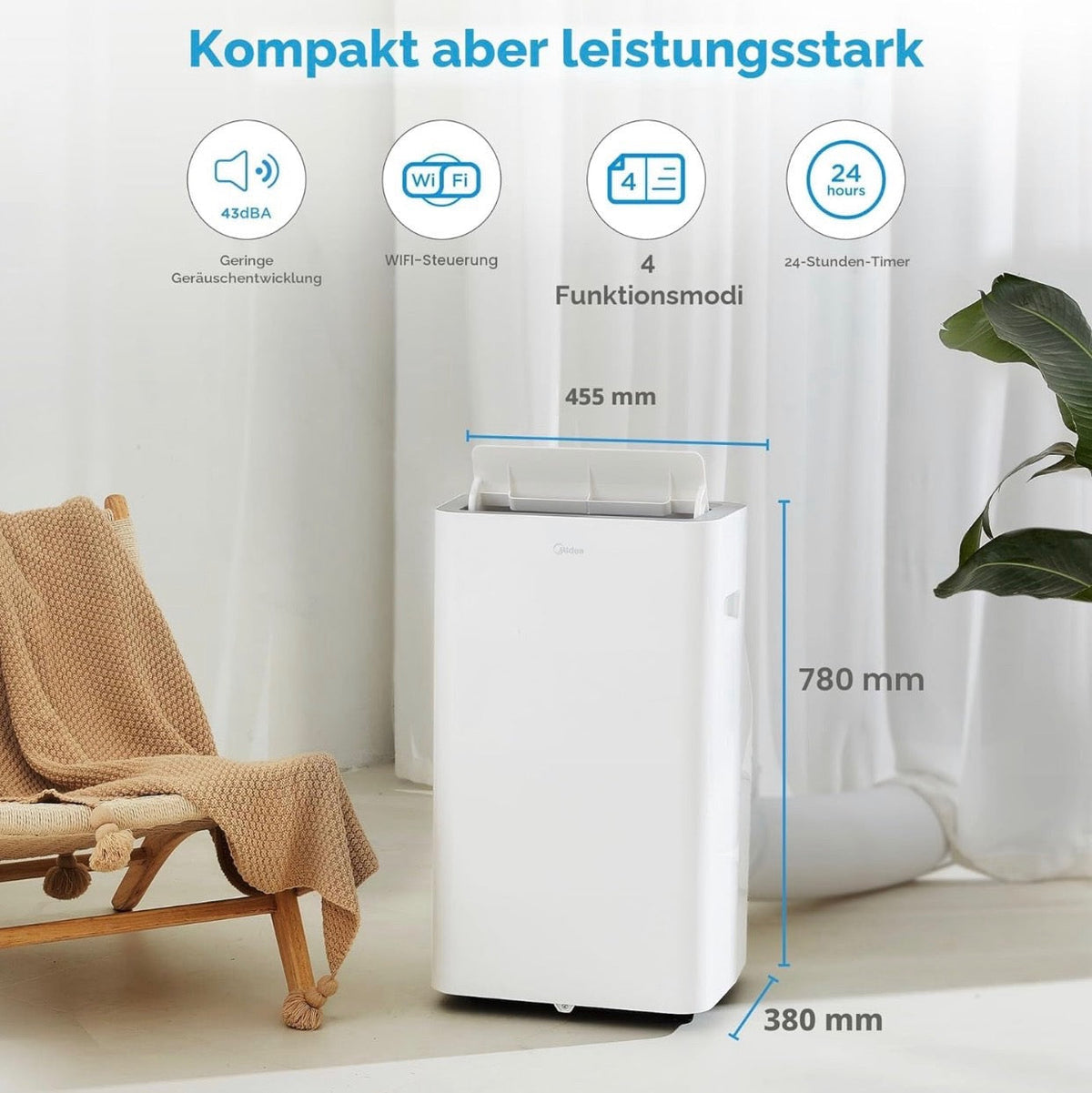 Midea Silent Cool 26 Pro WF 3 in 1 mobile Klimaanlage
