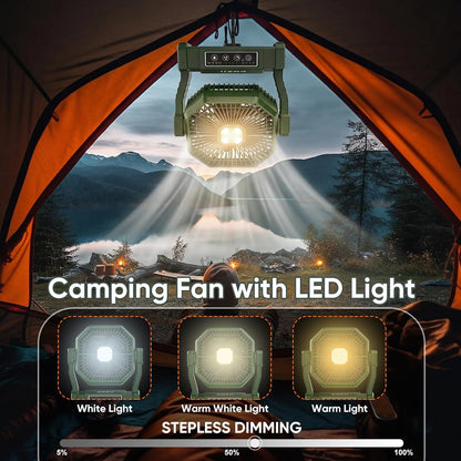 COZII Camping Ventilator, 20000mAh Tragbarer Ventilator Akku mit LED Licht & Fernbedienung
