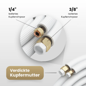 Kältebringer® 1-15 m Conduite de réfrigérant 1/4« + 3/8 » Kit de montage pour climatiseur split (5 fils)