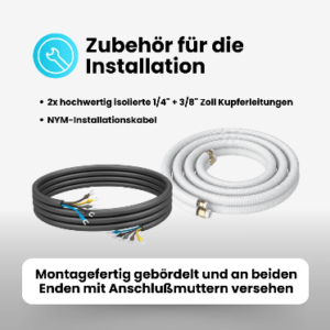 Kältebringer® 1-15 m Conduite de réfrigérant 1/4« + 3/8 » Kit de montage pour climatiseur split (5 fils)