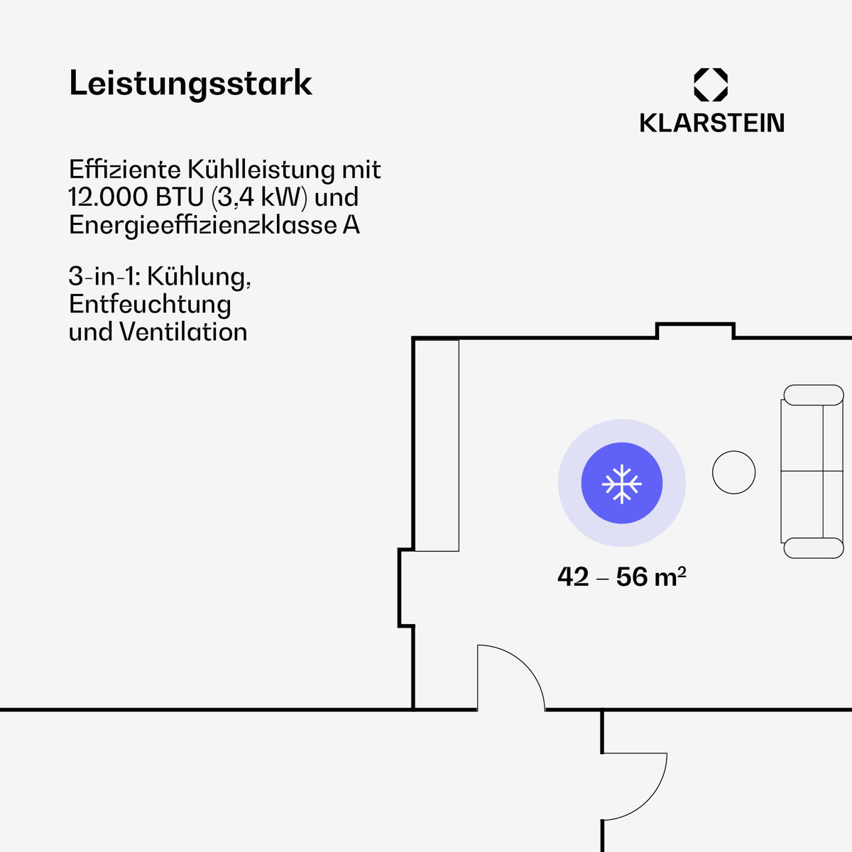 Kraftwerk Smart 12000 BTU Mobile Klimaanlage Anthrazit